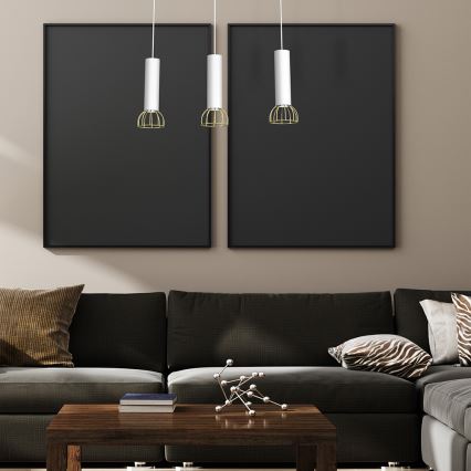 Lampadario su corda DANTE 3xGU10/25W/230V bianco/oro