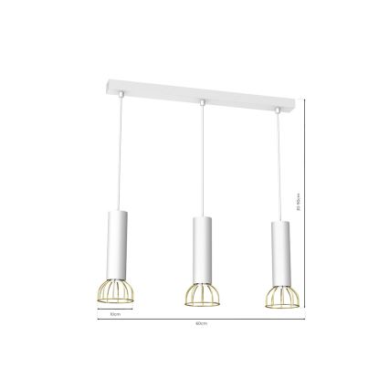 Lampadario su corda DANTE 3xGU10/25W/230V bianco/oro