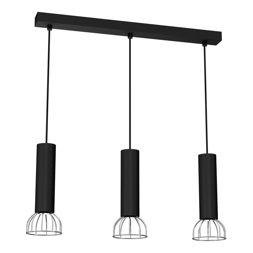 Lampadario su corda DANTE 3xGU10/25W/230V nero/cromo lucido