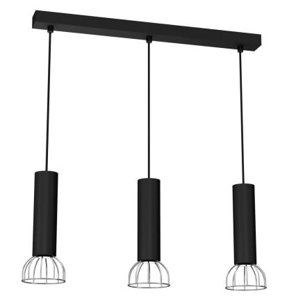 Lampadario su corda DANTE 3xGU10/25W/230V nero/cromo lucido