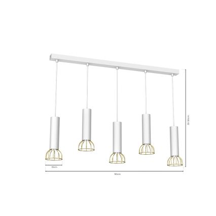 Lampadario su corda DANTE 5xGU10/25W/230V bianco/oro