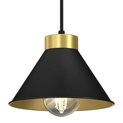 Lampadario su corda DEMET 3xE27/60W/230V nero/dorato