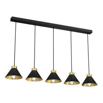 Lampadario su corda DEMET 5xE27/60W/230V nero/dorato