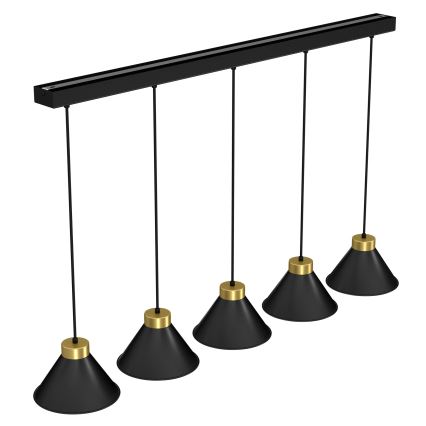 Lampadario su corda DEMET 5xE27/60W/230V nero/dorato