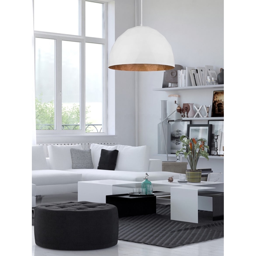 Lampadario su corda DIAMENT 1xE27/60W/230V d. 35 cm bianco/rame