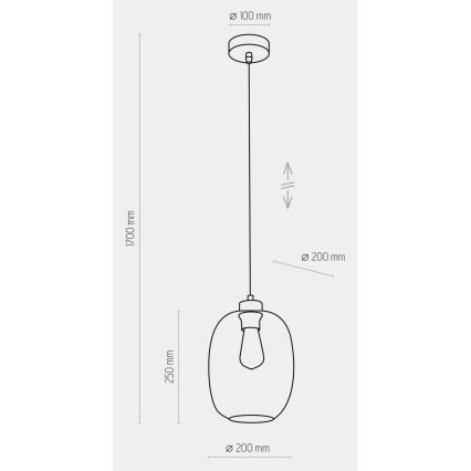 Lampadario su corda ELIO 1xE27/15W/230V