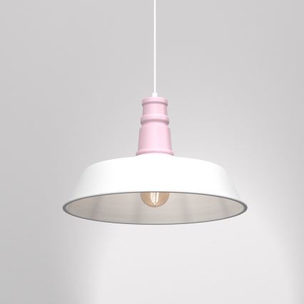 Lampadario su corda ENZO 1xE27/60W/230V bianco/rosa