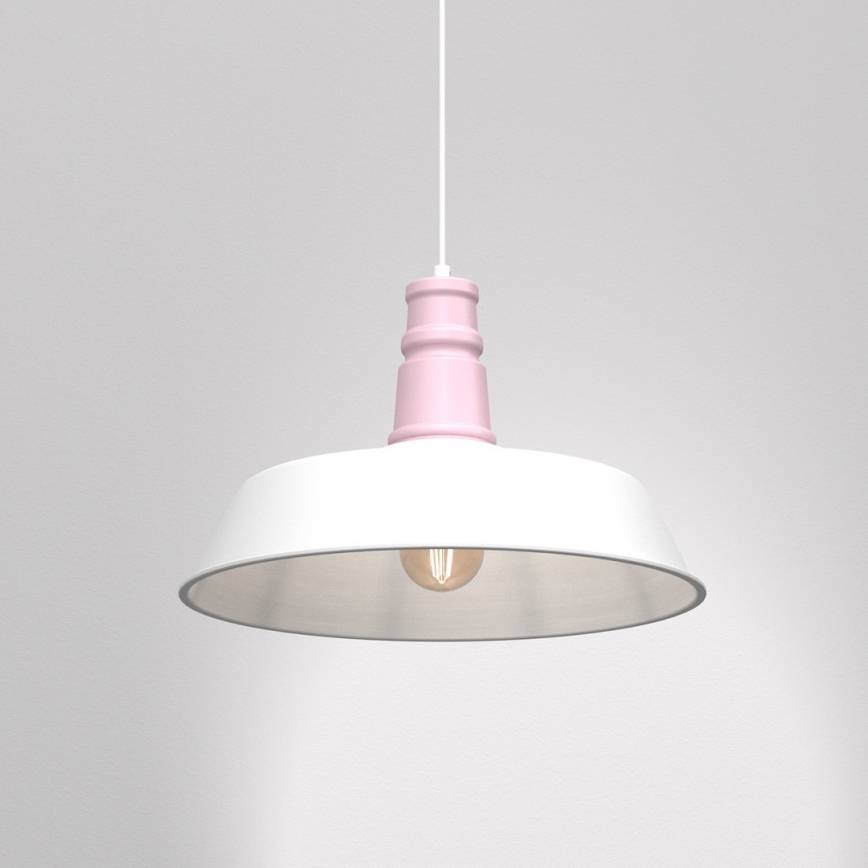Lampadario su corda ENZO 1xE27/60W/230V bianco/rosa