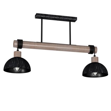 Lampadario su corda ERIK 2xE27/60W/230V Marrone nero