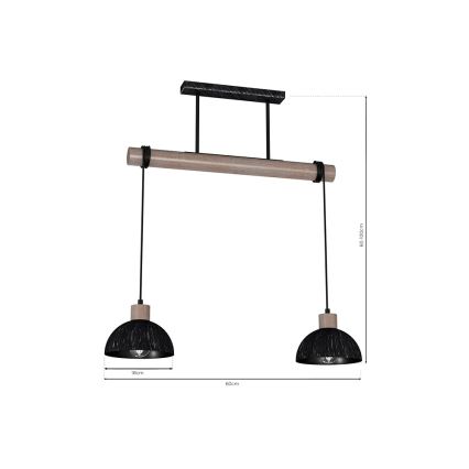 Lampadario su corda ERIK 2xE27/60W/230V Marrone nero