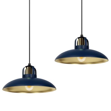 Lampadario su corda FELIX 2xE27/60W/230V blu