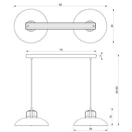 Lampadario su corda FELIX 2xE27/60W/230V blu