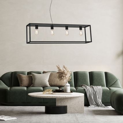 Lampadario su corda FRAME 4xE27/60W/230V nero