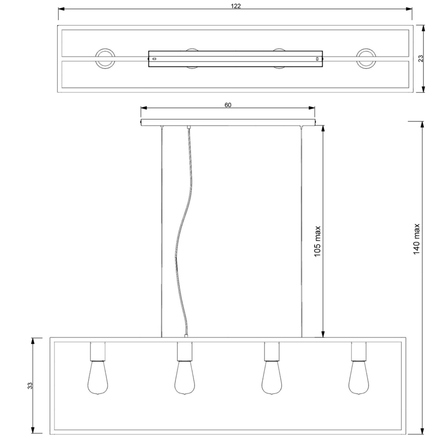 Lampadario su corda FRAME 4xE27/60W/230V nero