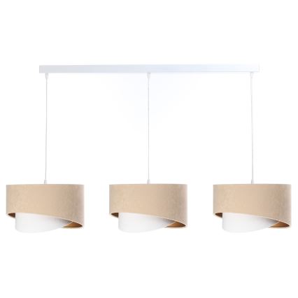 Lampadario su corda GALAXY 3xE27/60W/230V beige/bianco/oro