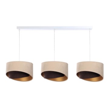 Lampadario su corda GALAXY 3xE27/60W/230V beige/marrone/oro