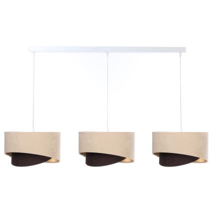 Lampadario su corda GALAXY 3xE27/60W/230V beige/marrone/oro