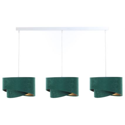 Lampadario su corda  GALAXY 3xE27/60W/230V verde/oro