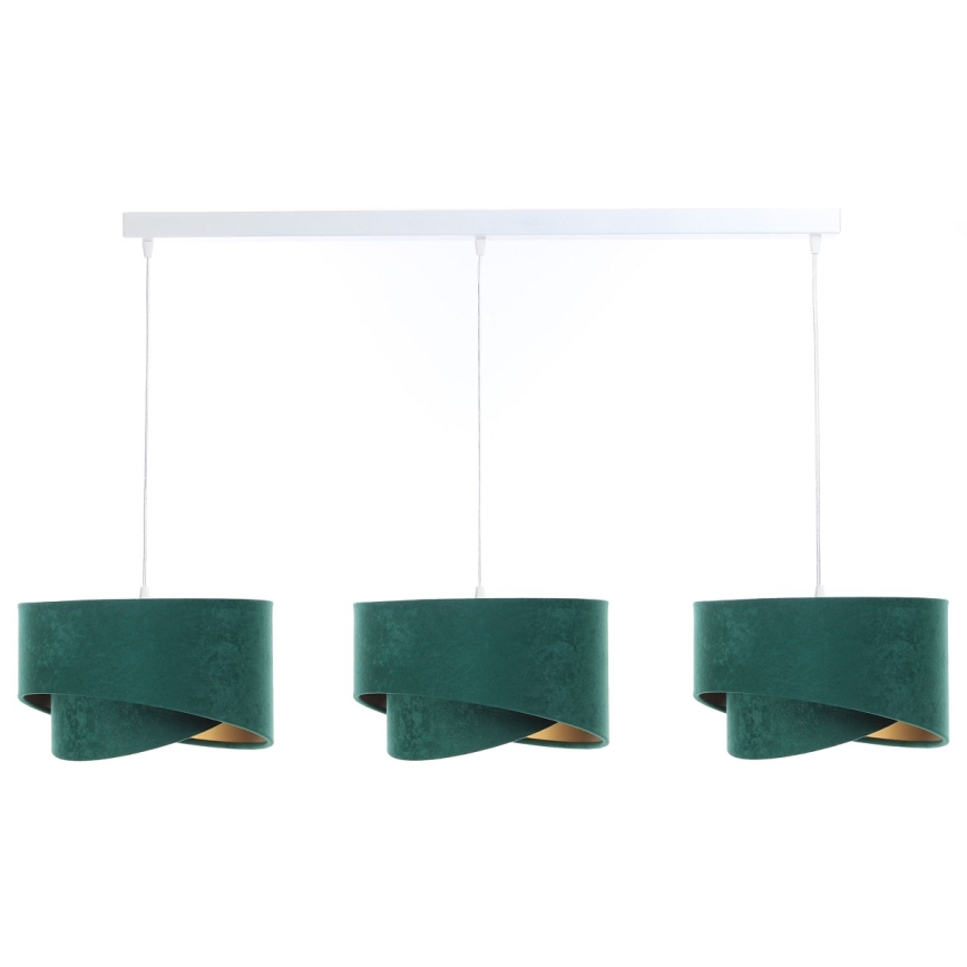 Lampadario su corda  GALAXY 3xE27/60W/230V verde/oro