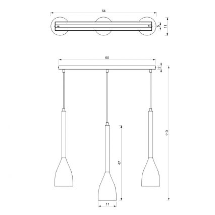 Lampadario su corda ISTAPPAR 3xE27/60W/230V nero