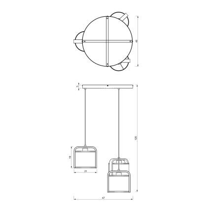 Lampadario su corda JONKO 3xE27/60W/230V