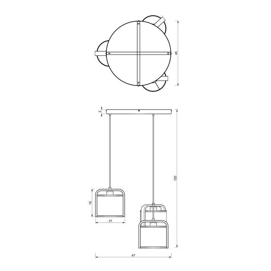 Lampadario su corda JONKO 3xE27/60W/230V