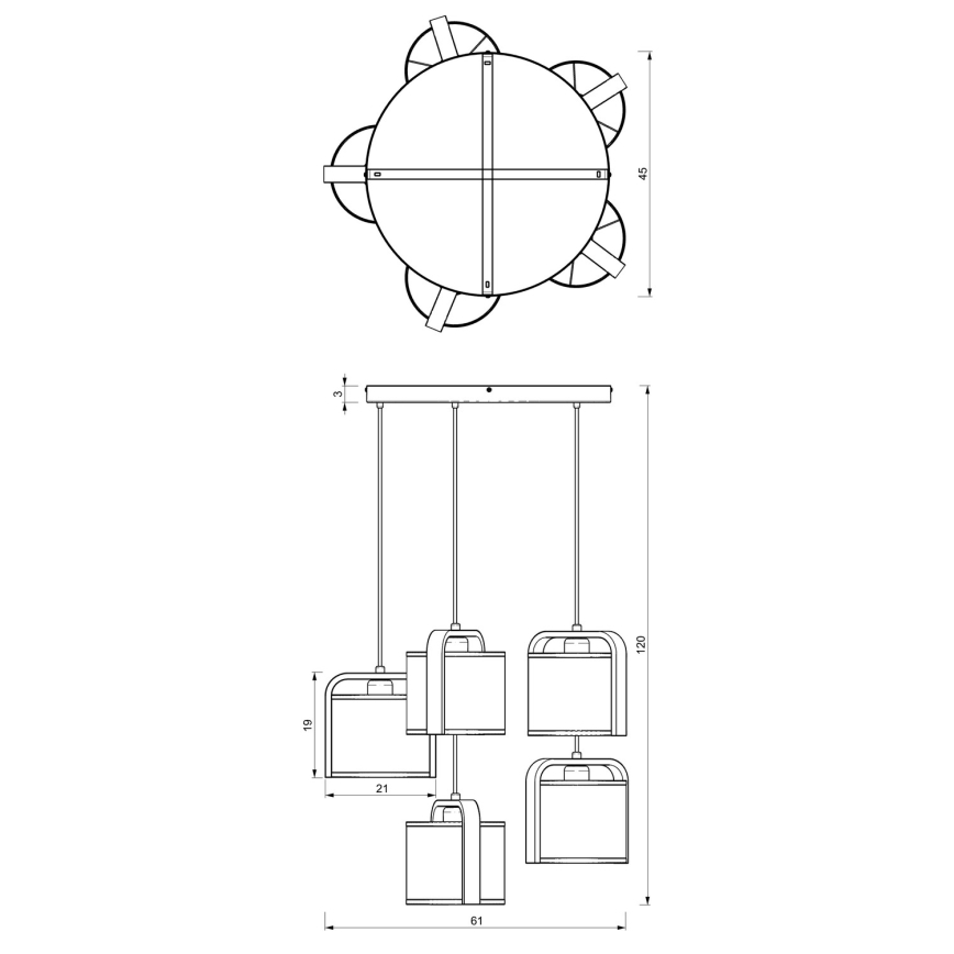 Lampadario su corda JONKO 5xE27/60W/230V