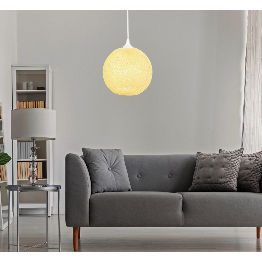 Lampadario su corda JUTE 1xE27/60W/230V giallo