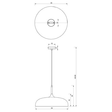 Lampadario su corda LINCOLN 1xE27/60W/230V d. 35 cm nero