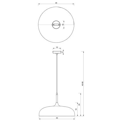 Lampadario su corda LINCOLN 1xE27/60W/230V d. 45 cm nero