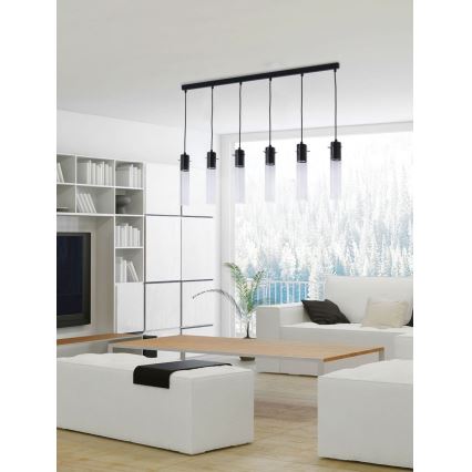 Lampadario su corda LOOK GRAPHITE 6xGU10/10W/230V