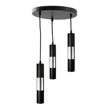 Lampadario su corda MAGNUMA 3xGU10/50W/230Vnero/cromato lucido