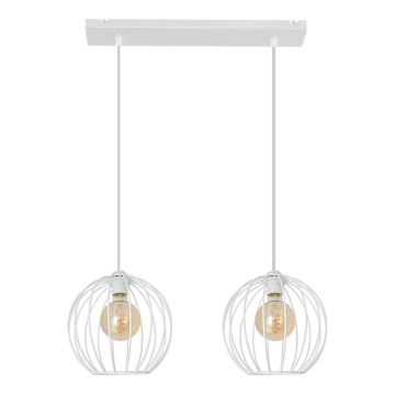 Lampadario su corda MERCURE 2xE27/15W/230V bianco