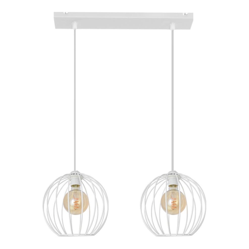 Lampadario su corda MERCURE 2xE27/15W/230V bianco