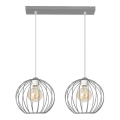 Lampadario su corda MERCURE 2xE27/15W/230V grigio