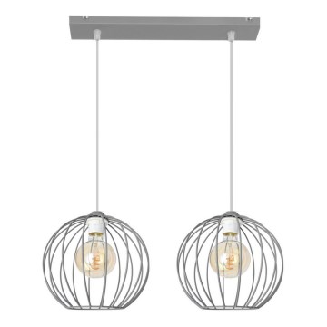 Lampadario su corda MERCURE 2xE27/15W/230V grigio