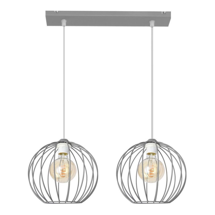 Lampadario su corda MERCURE 2xE27/15W/230V grigio