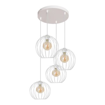 Lampadario su corda  MERCURE 4xE27/15W/230V bianco
