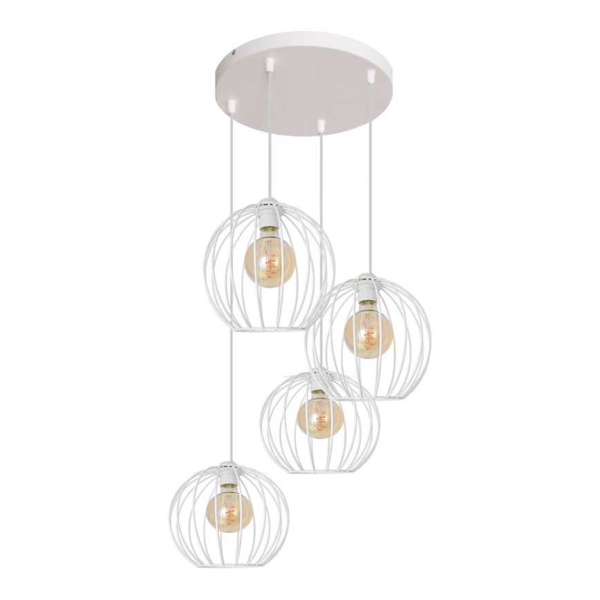 Lampadario su corda  MERCURE 4xE27/15W/230V bianco