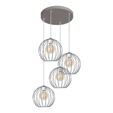 Lampadario su corda  MERCURE 4xE27/15W/230V grigio