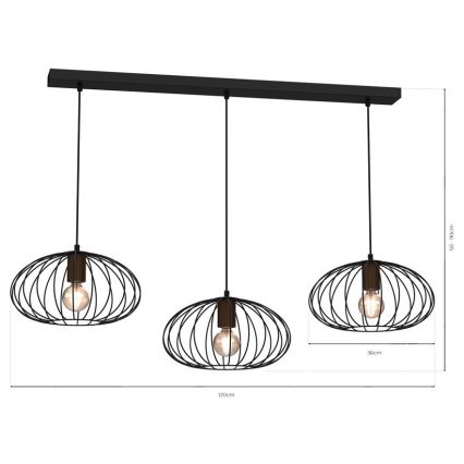 Lampadario su corda MERIDIANO 3xE27/60W/230V