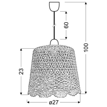Lampadario su corda NONNA 1xE27/60W/230V arancio