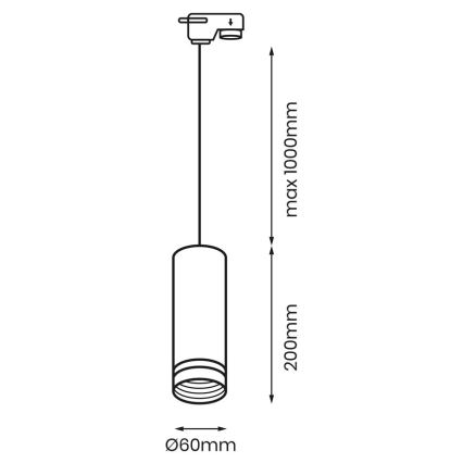 Lampadario su corda per sistema a binario PIPE 1xGU10/25W/230V nero