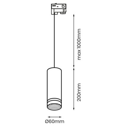 Lampadario su corda per sistema a binario trifase PIPE 1xGU10/25W/230V bianco