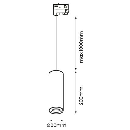 Lampadario su corda per sistema a binario trifase PIPE 1xGU10/25W/230V bianco