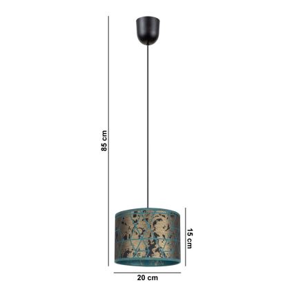 Lampadario su corda  REZO 1xE27/60W/230V oro/turchese