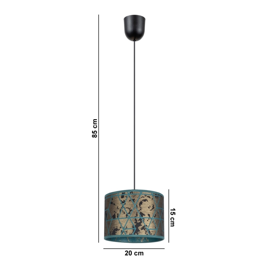 Lampadario su corda  REZO 1xE27/60W/230V oro/turchese