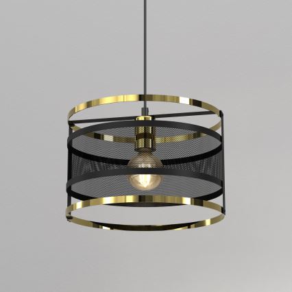 Lampadario su corda RIM 1xE27/60W/230V nero/oro