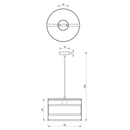 Lampadario su corda RIM 1xE27/60W/230V nero/oro