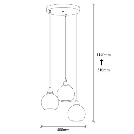 Lampadario su corda SMOKED 3xE27/40W/230V